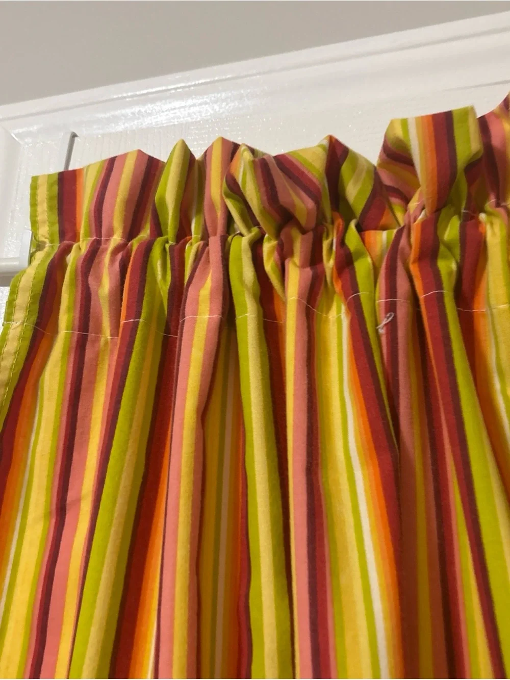 Vibrant Striped Curtain Panels in Yellow, Orange & Pink - handmade new